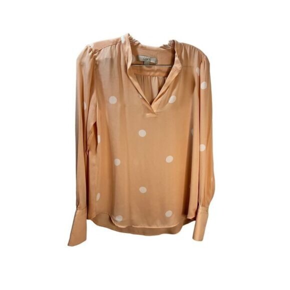 LOFT Dotted‎ Split Neck Blouse Size XS NWOT - Picture 2 of 7